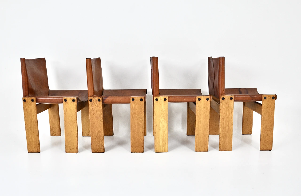 4 Monk chairs by T. and A. Scarpa for Molteni, 1970s 4