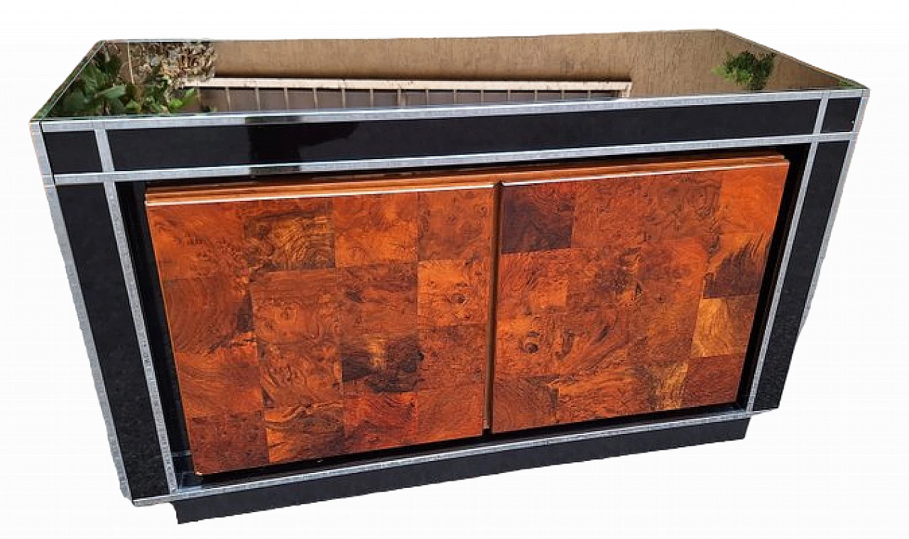 Credenza in vetro e legno di Willy Rizzo per Mario Sabot, anni '70 8