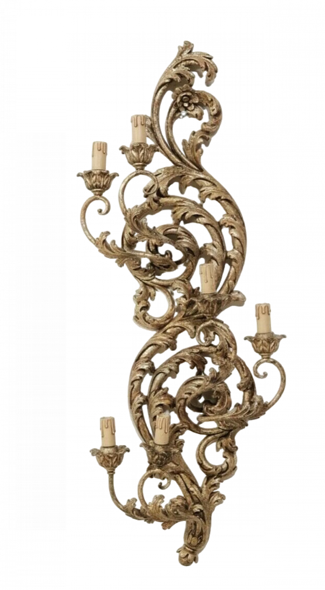 Six-light wall sconce in gilded carved wood, 1950s 16