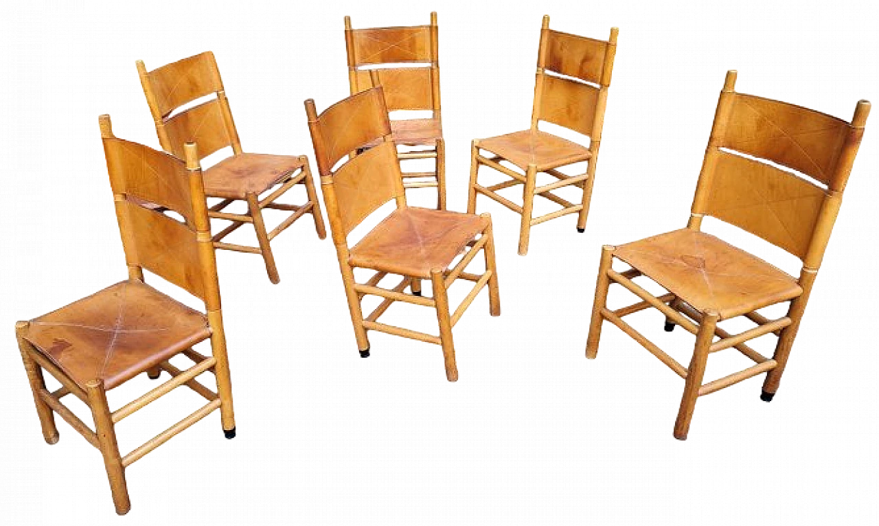 6 Kentucky chairs by Carlo Scarpa for Bernini, 1970s 5