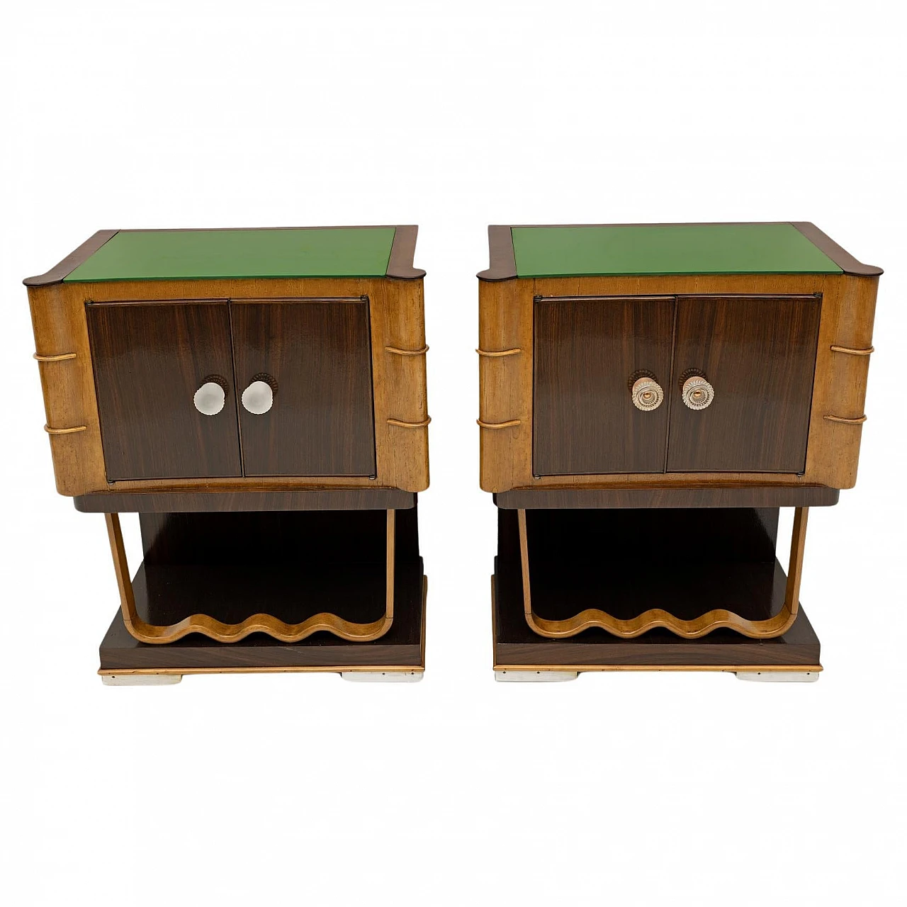 Pair of walnut bedside tables by Osvaldo Borsani, 1930s 1