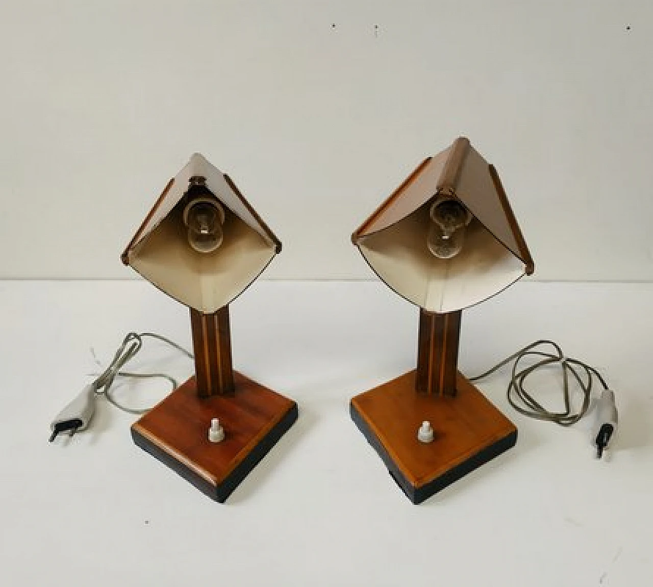 Pair of wooden table lamps, 1950s 1