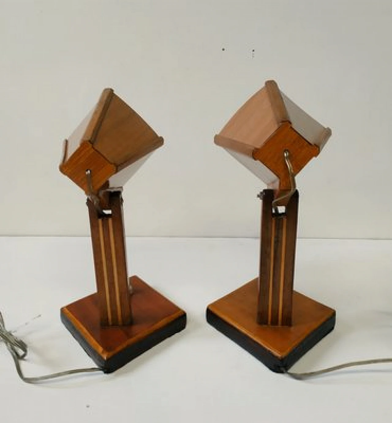 Pair of wooden table lamps, 1950s 6