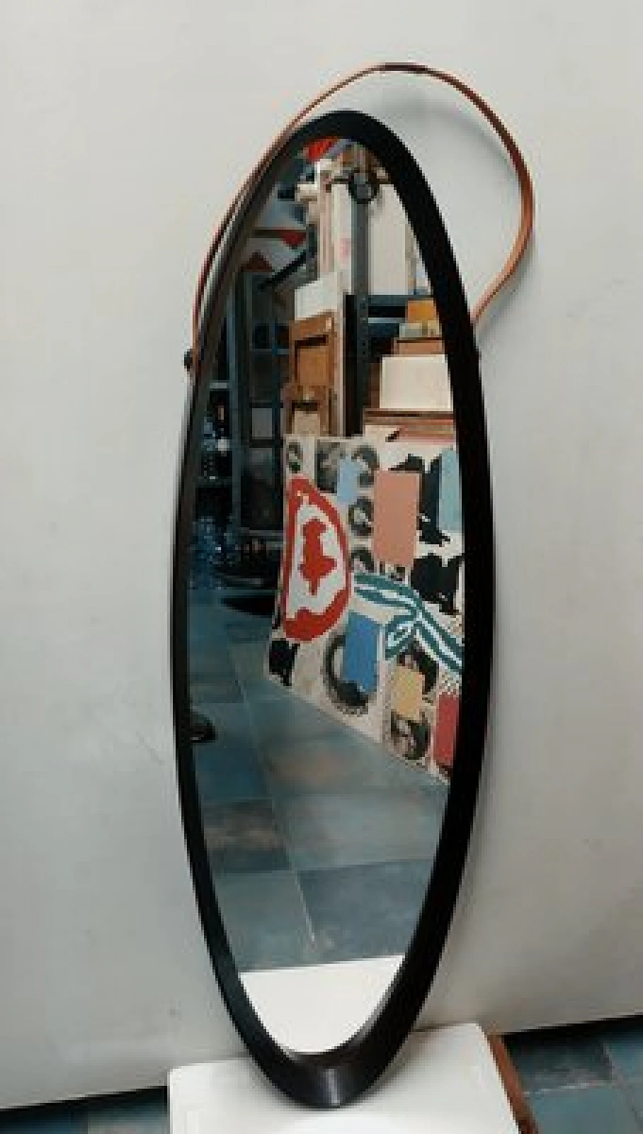 Scandinavian oval teak mirror, 1950s 1