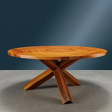 Walnut table La Rotonda by Mario Bellini for Cassina, 1980s