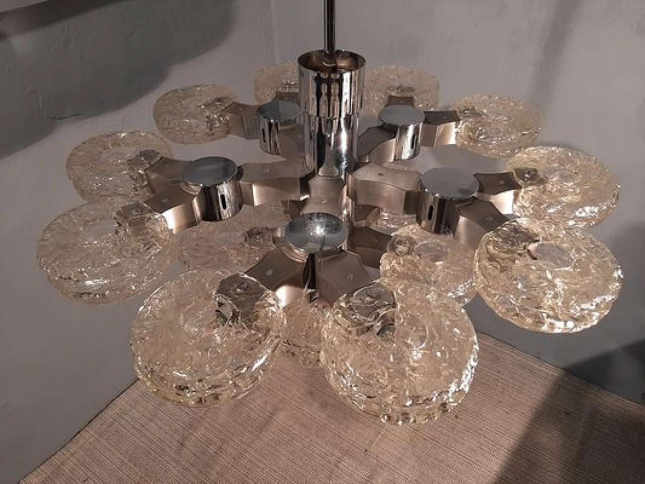 15-Light chandelier in iron & glass by G. Sciolari for Sciolari, 1970s 6