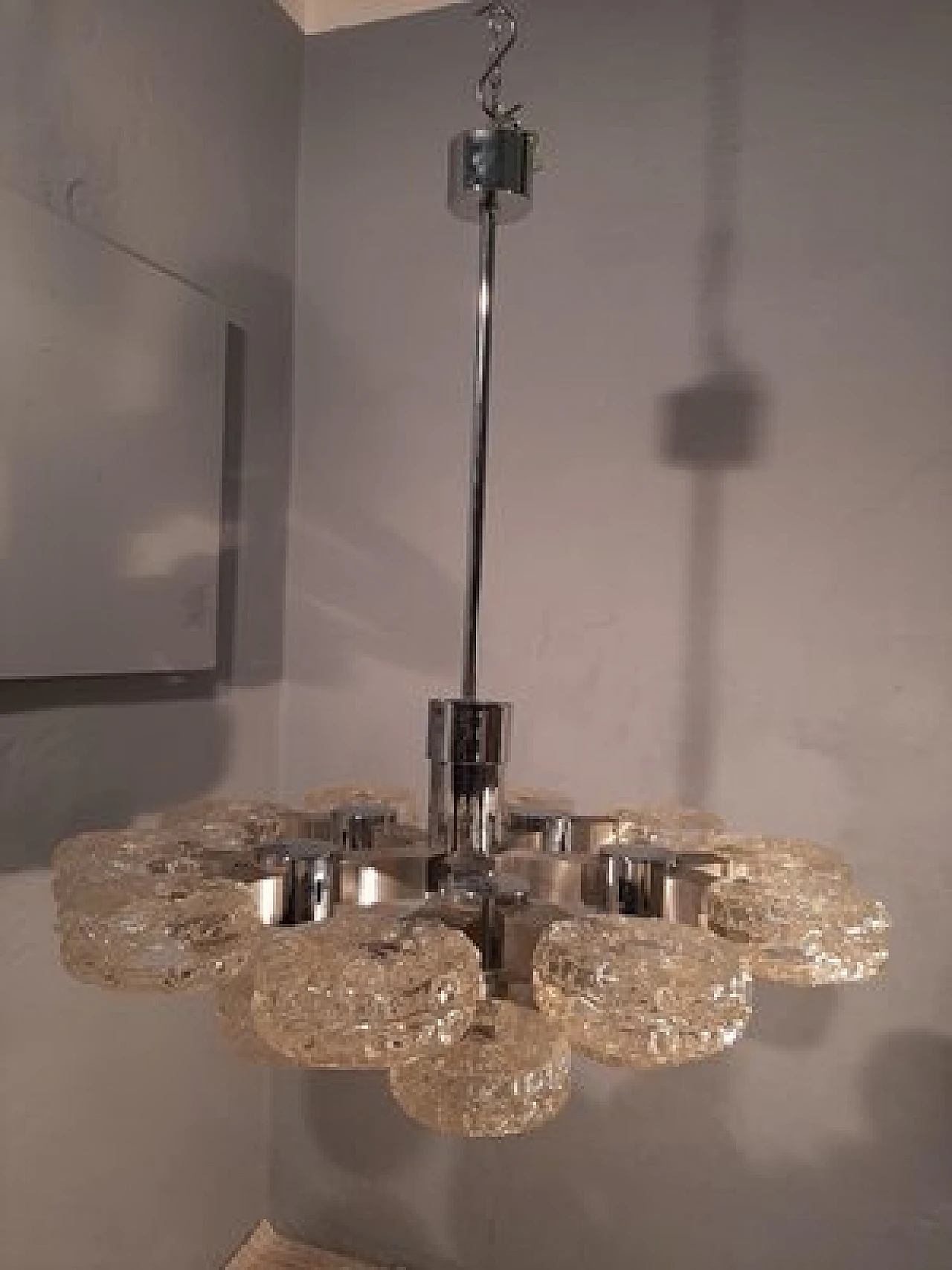 Lampadario a 15 luci in vetro di G. Sciolari per Sciolari, anni '70 10