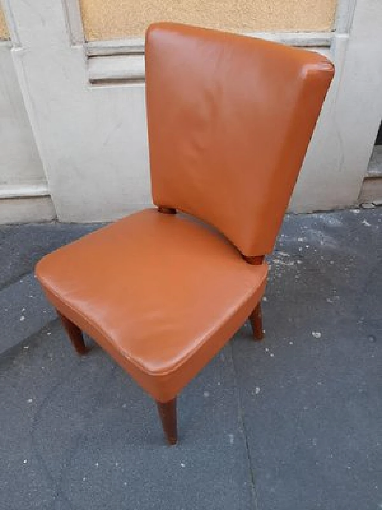 Wood & brown leather dining chair by Osvaldo Borsani for ABV, 1930s 5