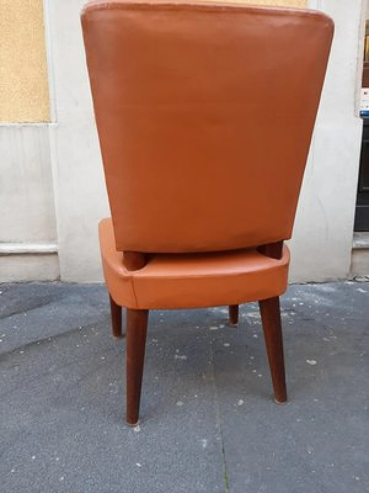 Wood & brown leather dining chair by Osvaldo Borsani for ABV, 1930s 6