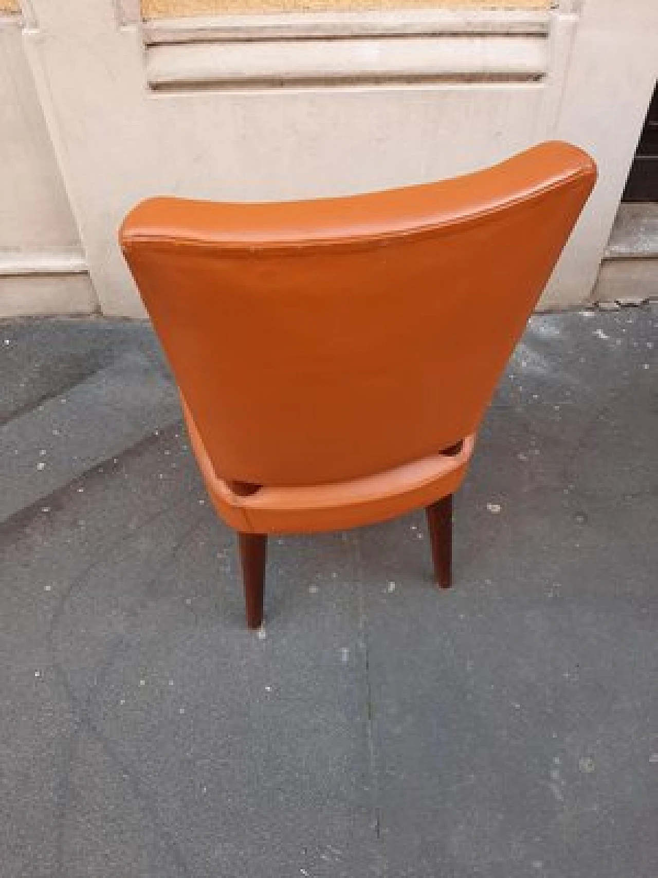 Wood & brown leather dining chair by Osvaldo Borsani for ABV, 1930s 7