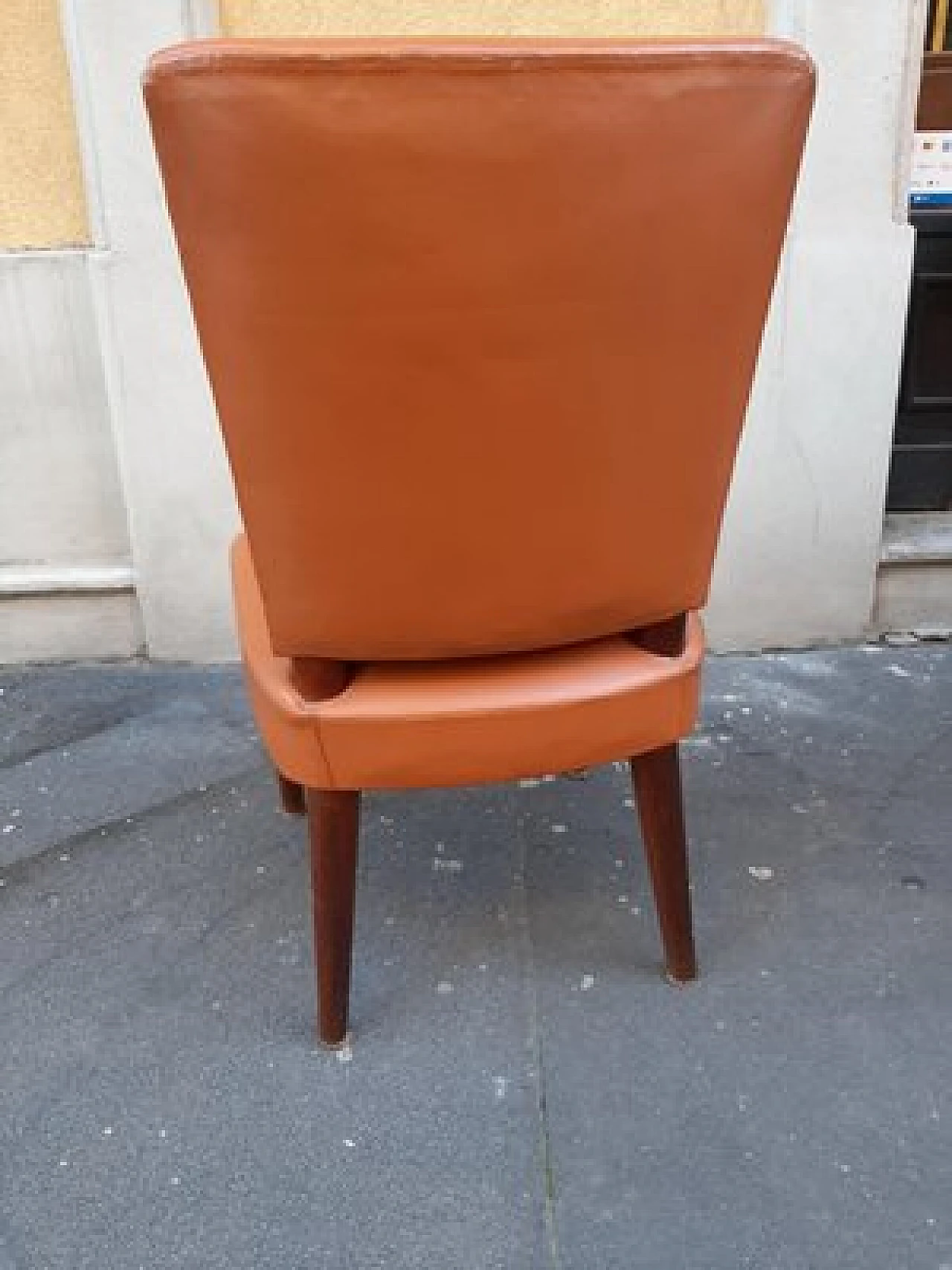 Wood & brown leather dining chair by Osvaldo Borsani for ABV, 1930s 8