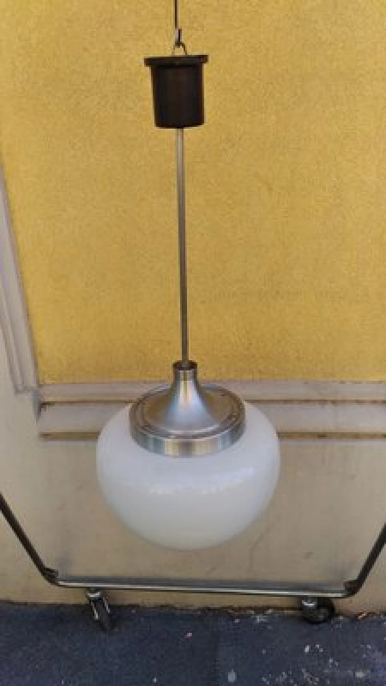 Lampadario in alluminio e vetro di Oscar Torlasco per Lumi, anni '60 2