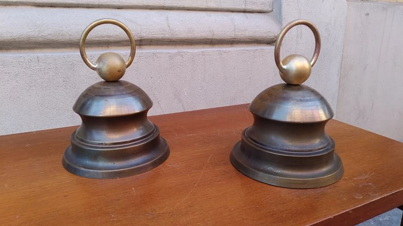 Pair of brass doorstops by L. C. Dominioni for Azucena, 1950s 1