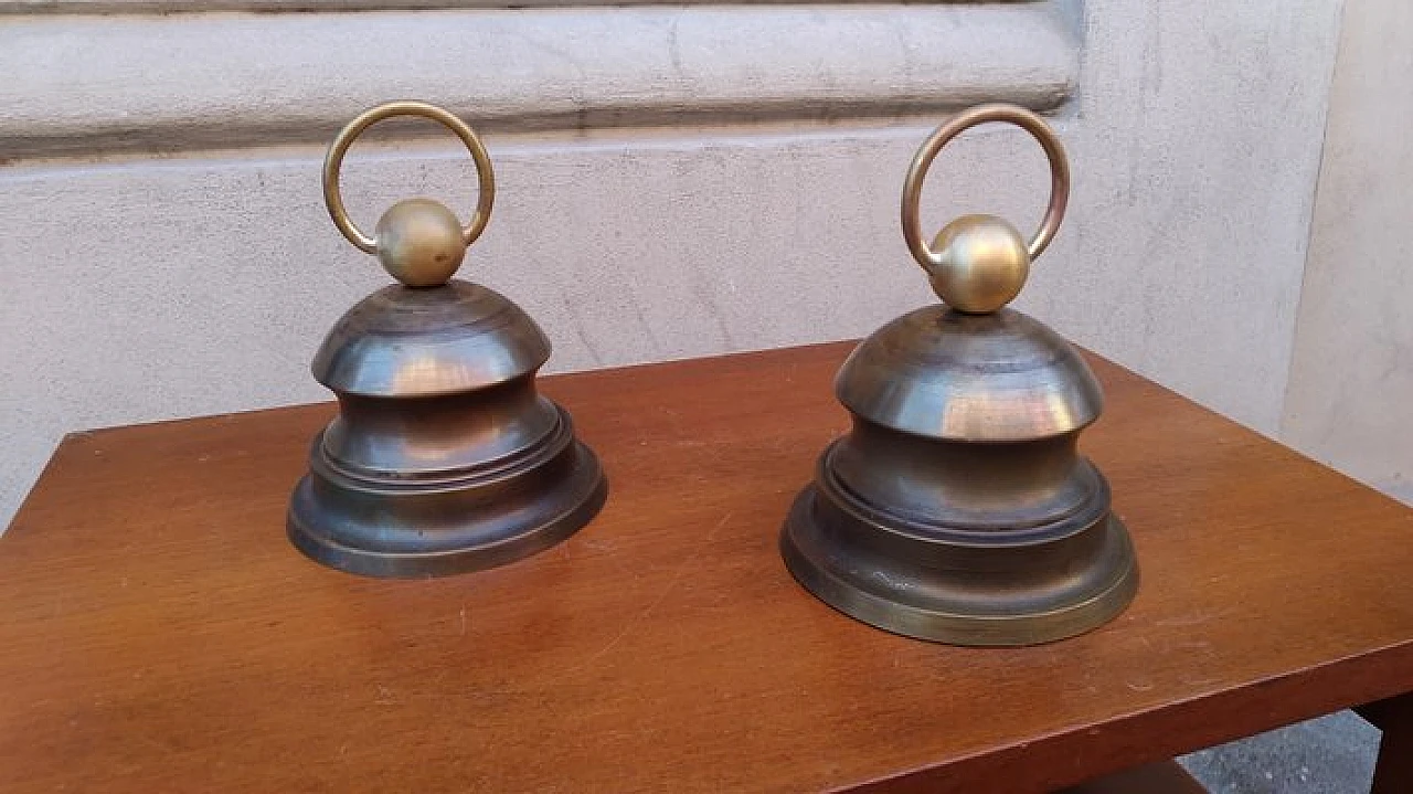 Pair of brass doorstops by L. C. Dominioni for Azucena, 1950s 2