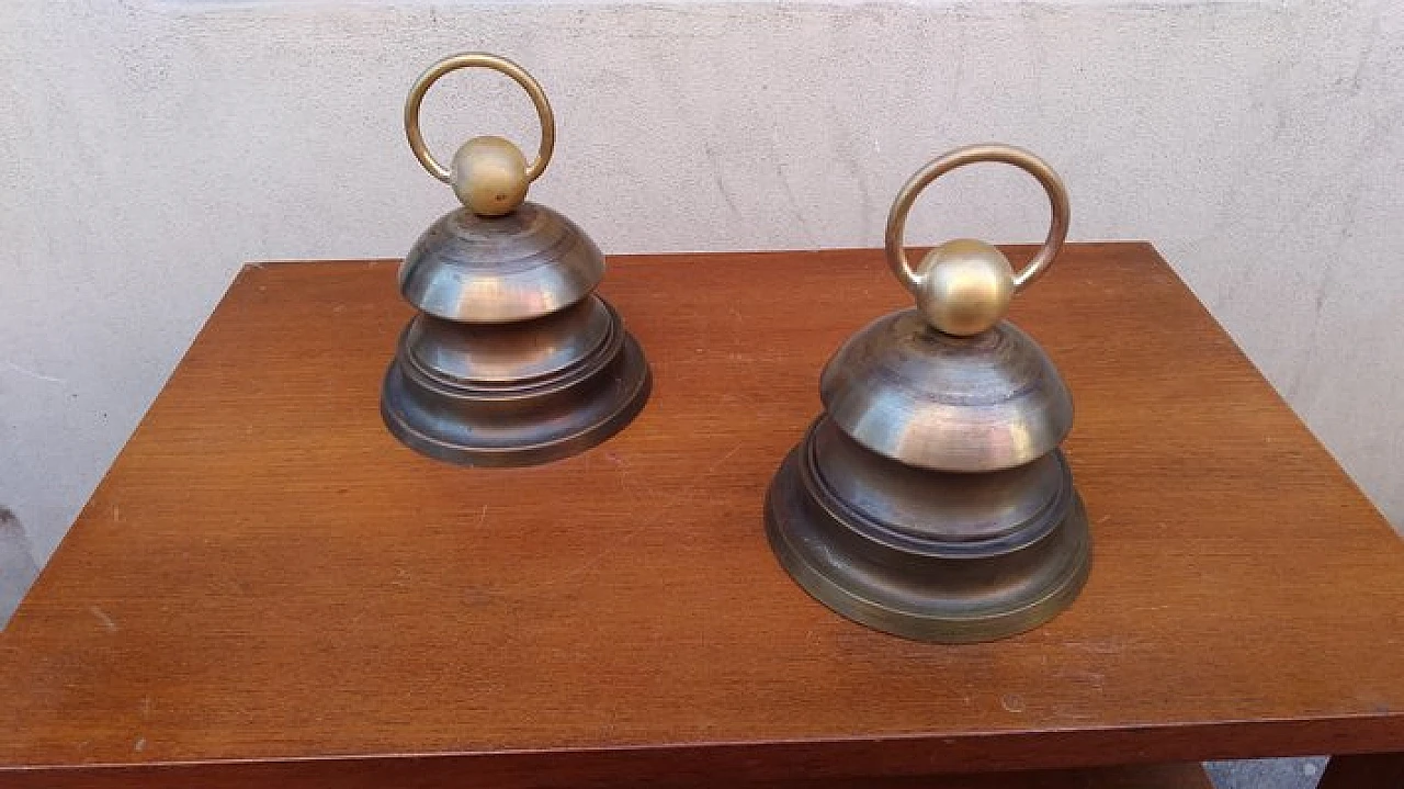 Pair of brass doorstops by L. C. Dominioni for Azucena, 1950s 3