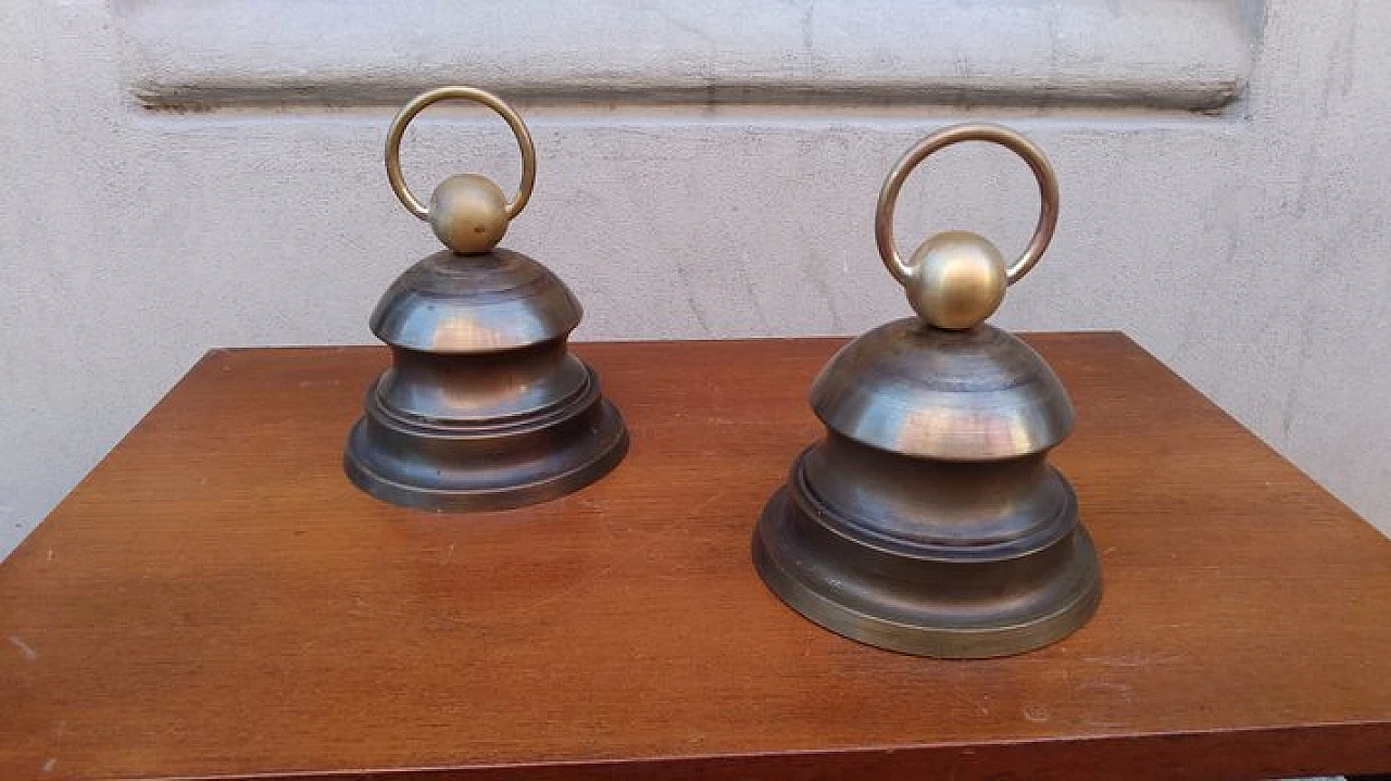 Pair of brass doorstops by L. C. Dominioni for Azucena, 1950s 5