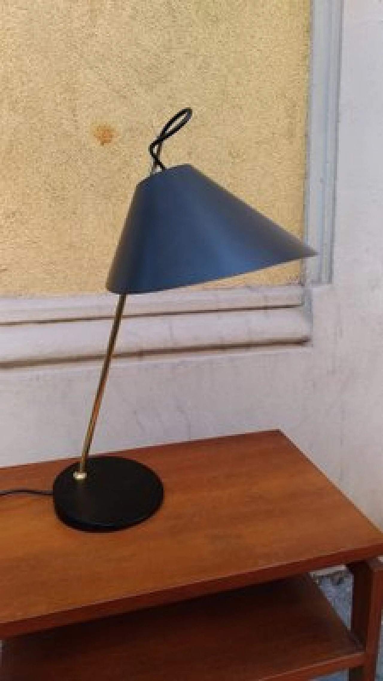 Iron & brass table lamp by L. C. Dominioni for Azucena, 1990s 4