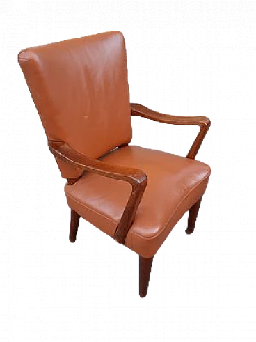Wood & leather armchair by O. Borsani for Atelier Borsani, 1930s