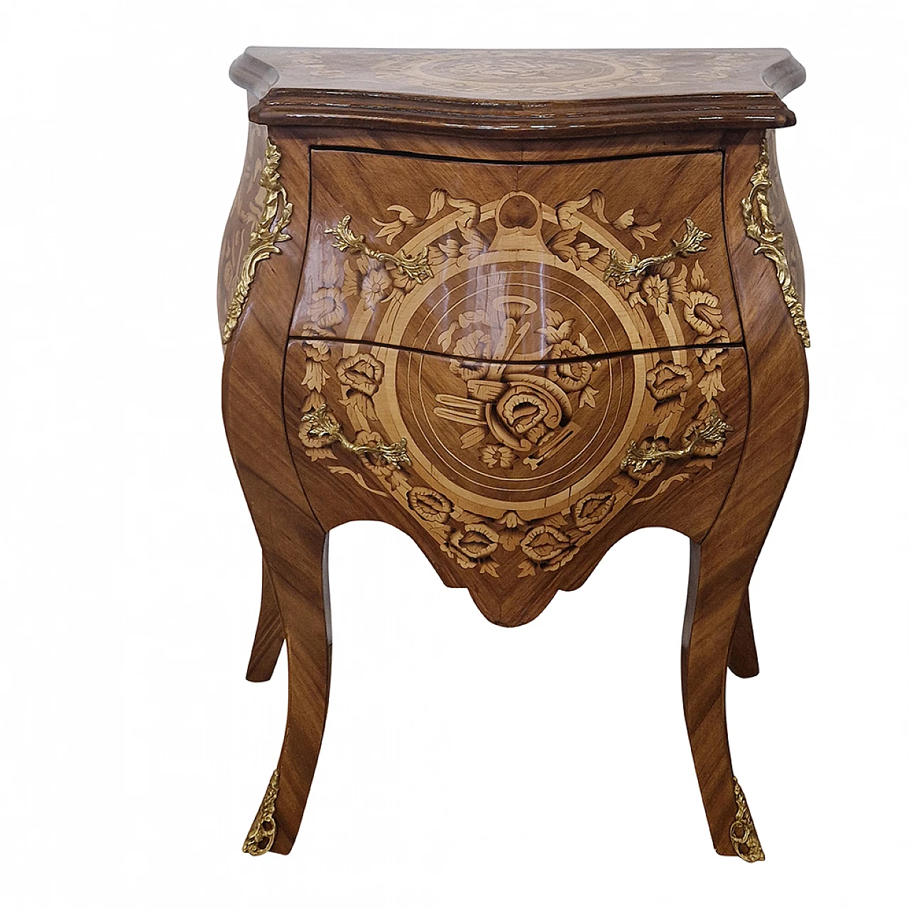 Louis XV style mahogany bedside table with inlays, early 20th century 1