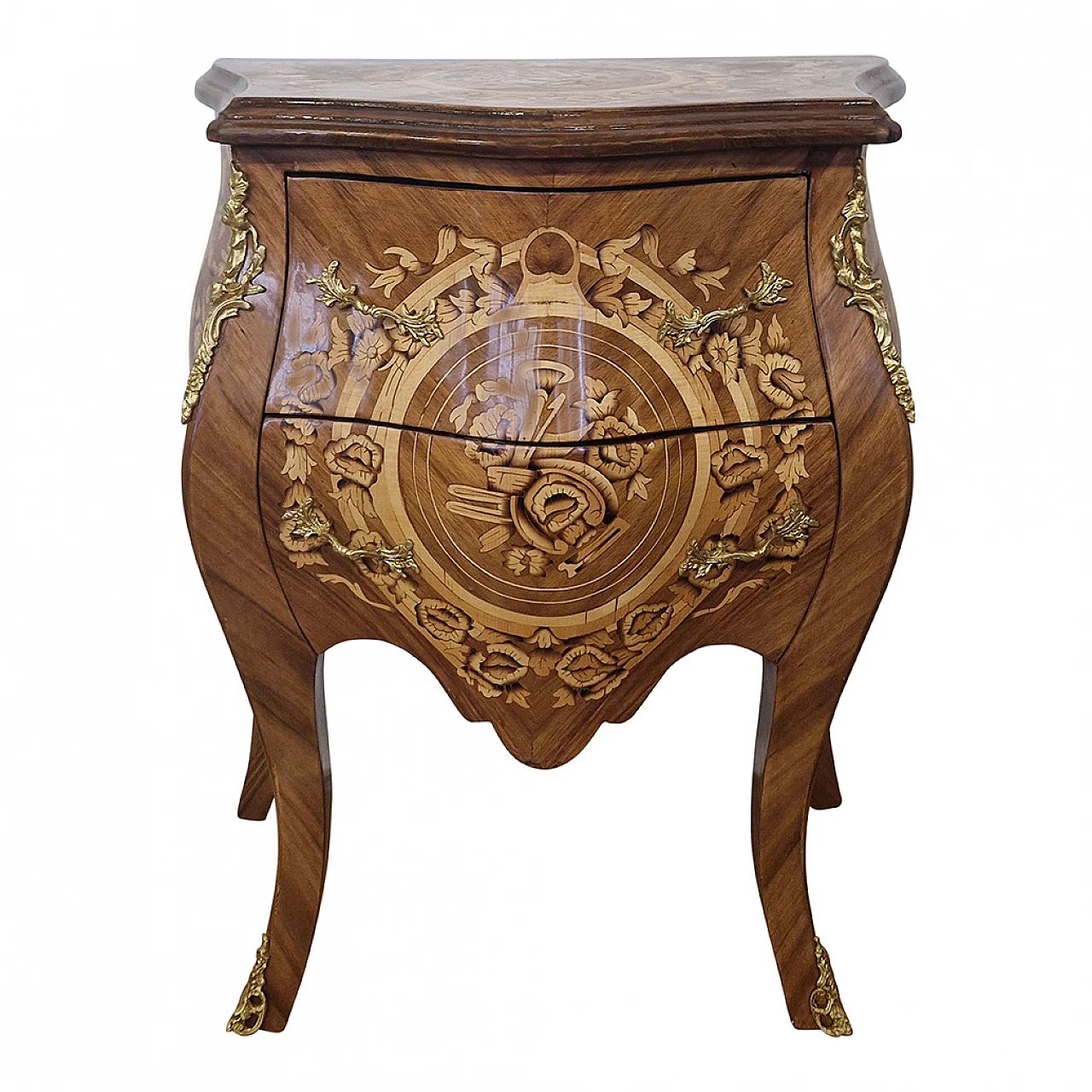 Louis XV style mahogany bedside table with inlays, early 20th century 2