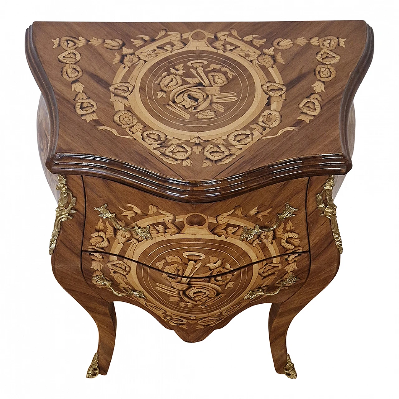 Louis XV style mahogany bedside table with inlays, early 20th century 4