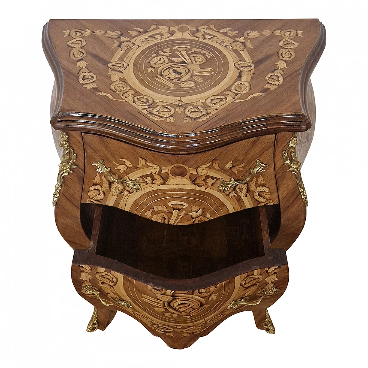 Louis XV style mahogany bedside table with inlays, early 20th century 6