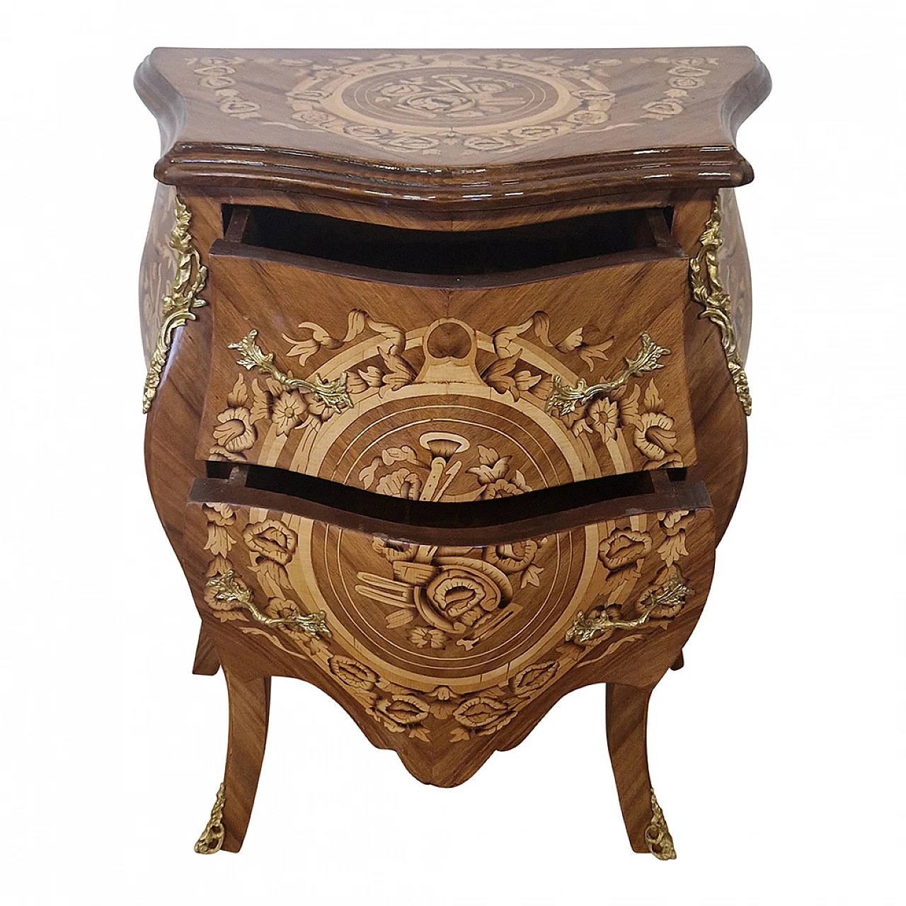 Louis XV style mahogany bedside table with inlays, early 20th century 8