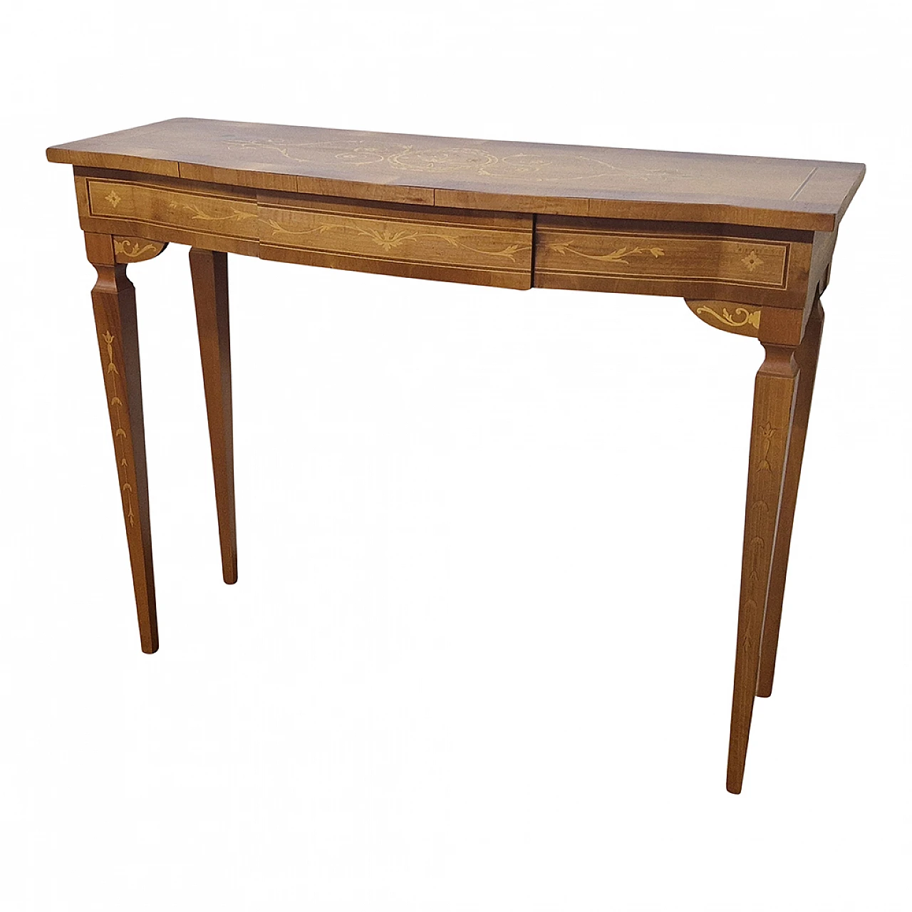 Louis XVI style walnut console with inlays, early 20th century 3