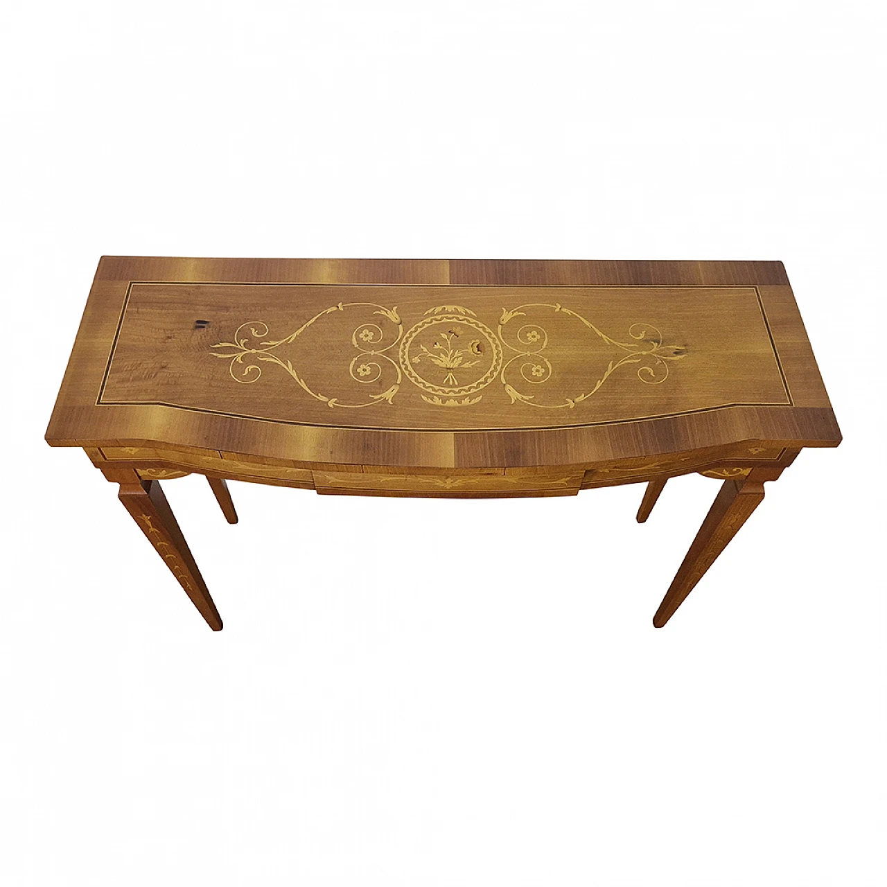 Louis XVI style walnut console with inlays, early 20th century 5