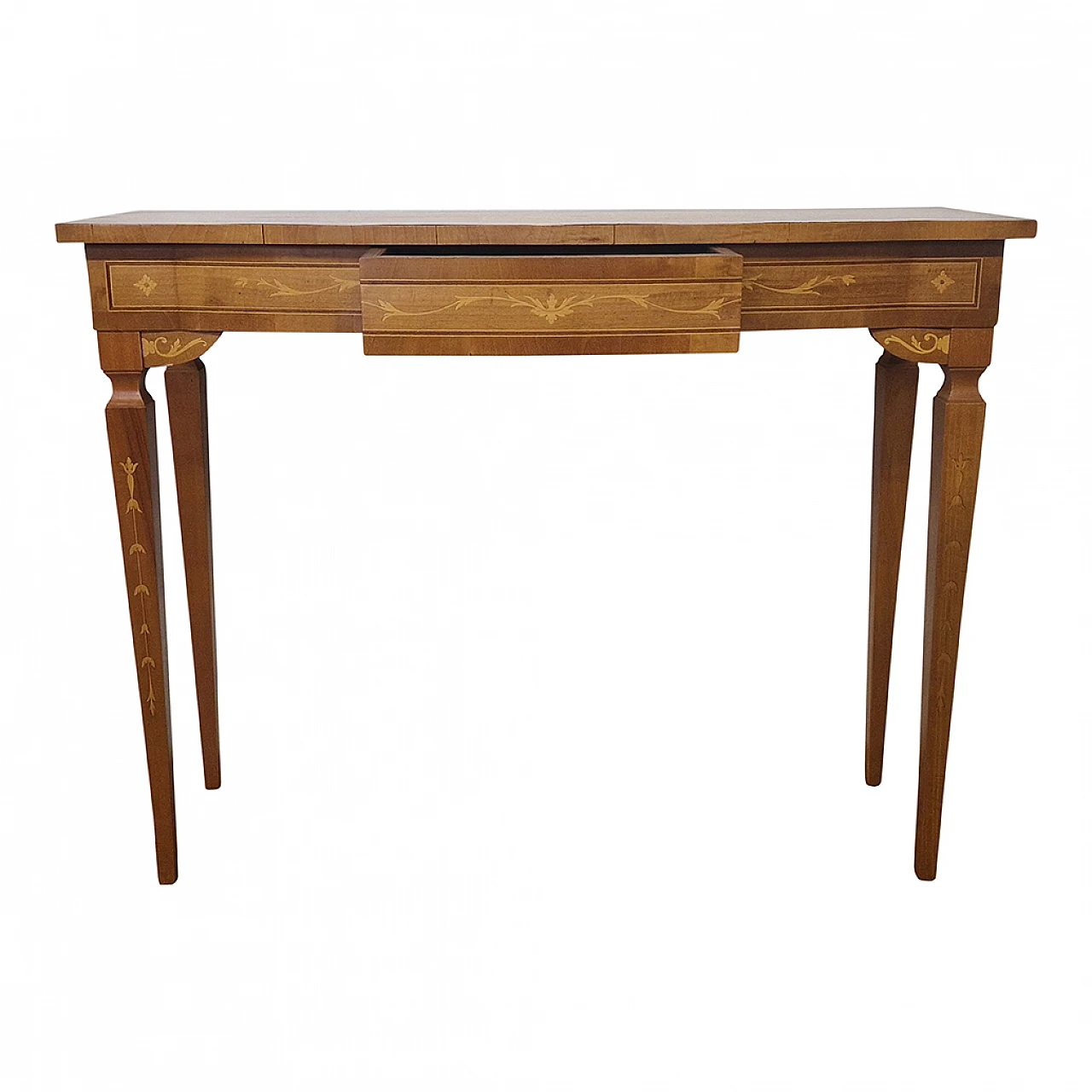 Louis XVI style walnut console with inlays, early 20th century 7