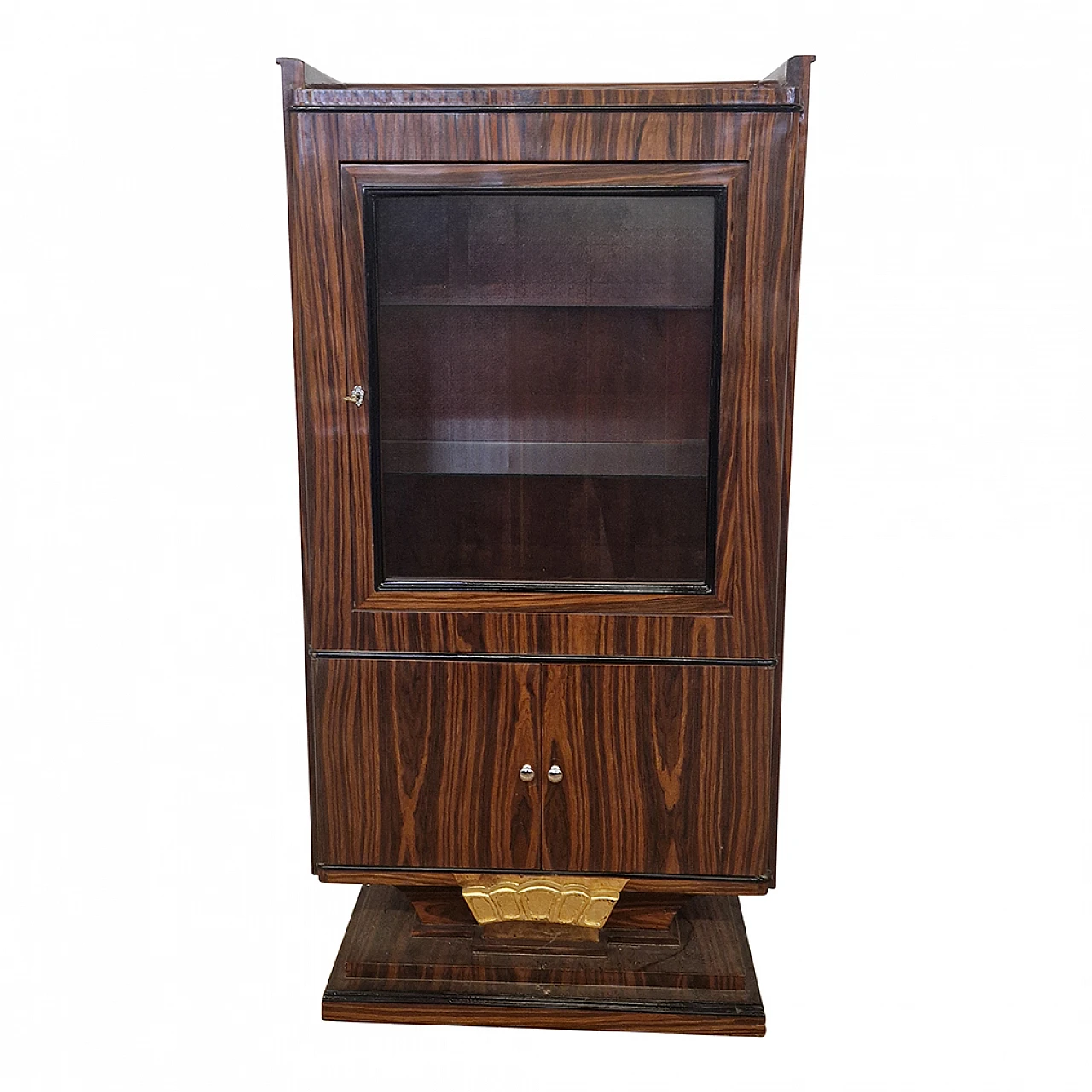 Art Deco style rosewood veneered wood display cabinet, 1980s 1