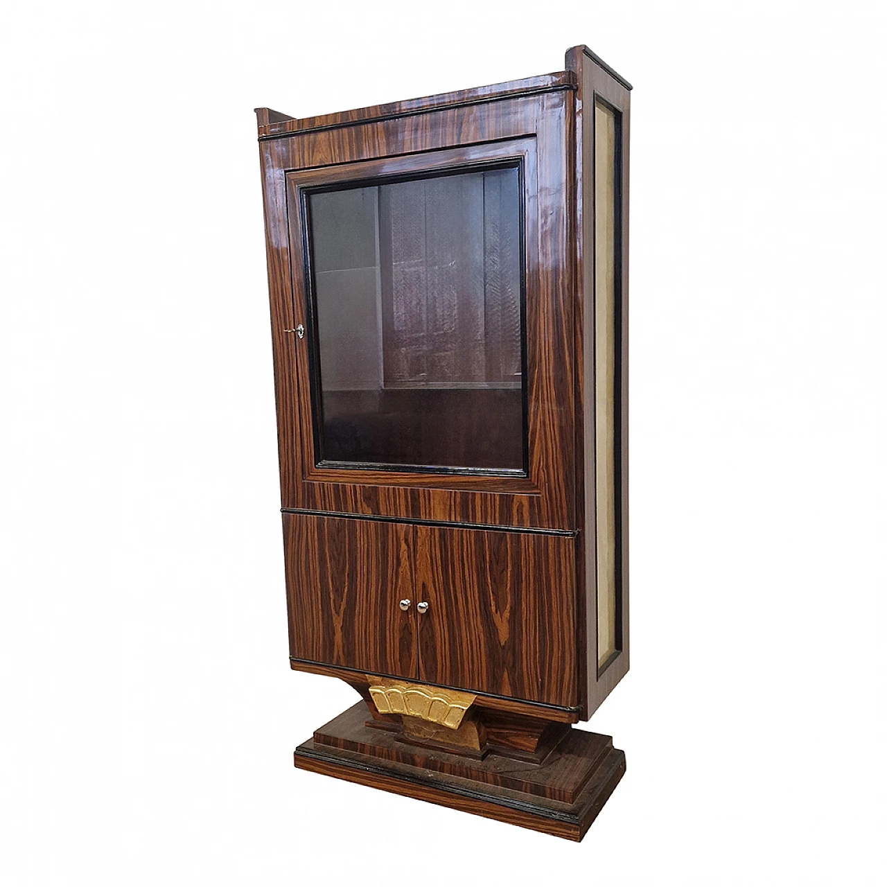 Art Deco style rosewood veneered wood display cabinet, 1980s 2