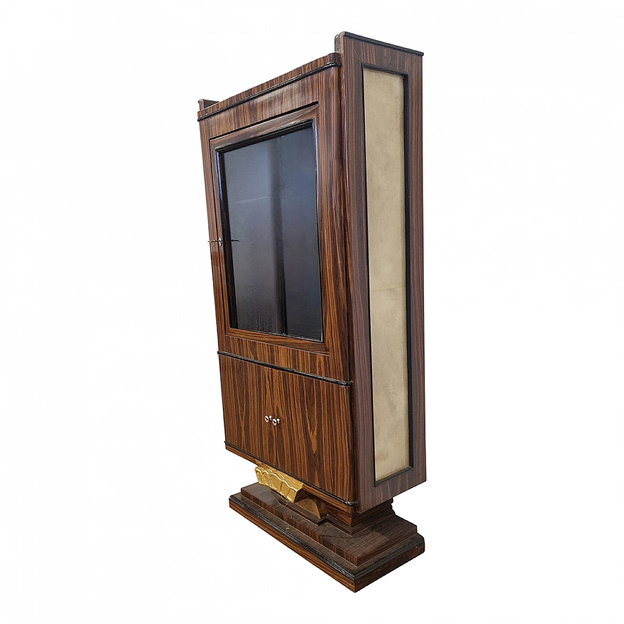 Art Deco style rosewood veneered wood display cabinet, 1980s 3