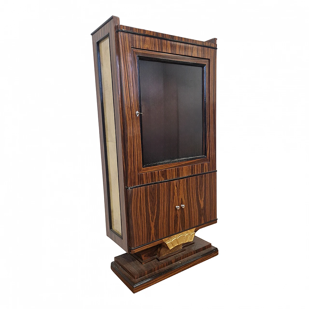 Art Deco style rosewood veneered wood display cabinet, 1980s 4