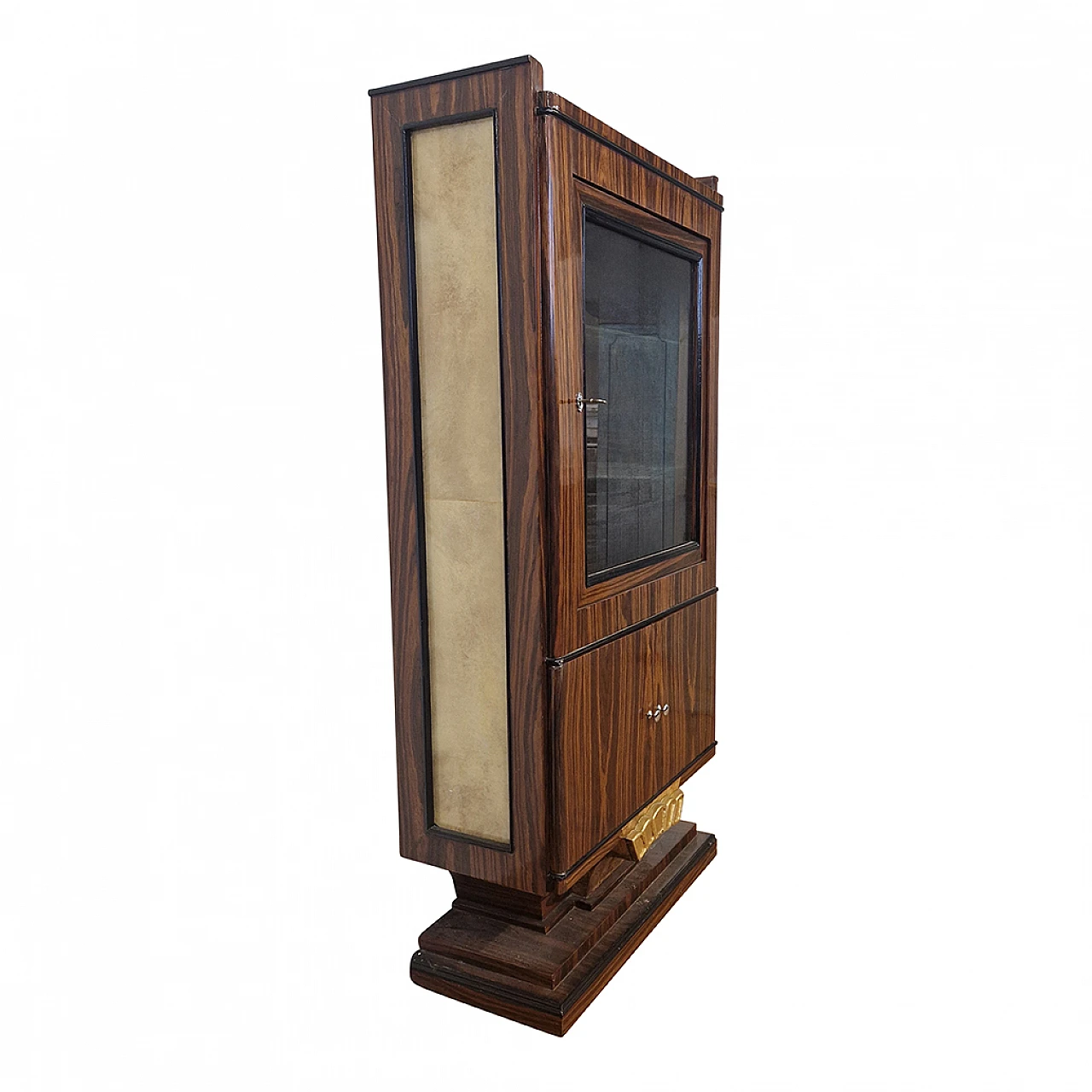 Art Deco style rosewood veneered wood display cabinet, 1980s 5