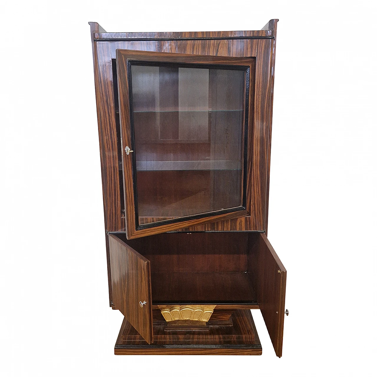 Art Deco style rosewood veneered wood display cabinet, 1980s 6