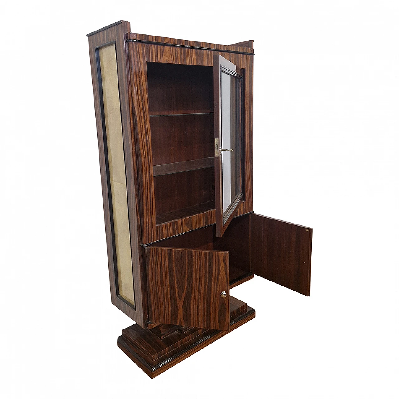 Art Deco style rosewood veneered wood display cabinet, 1980s 7