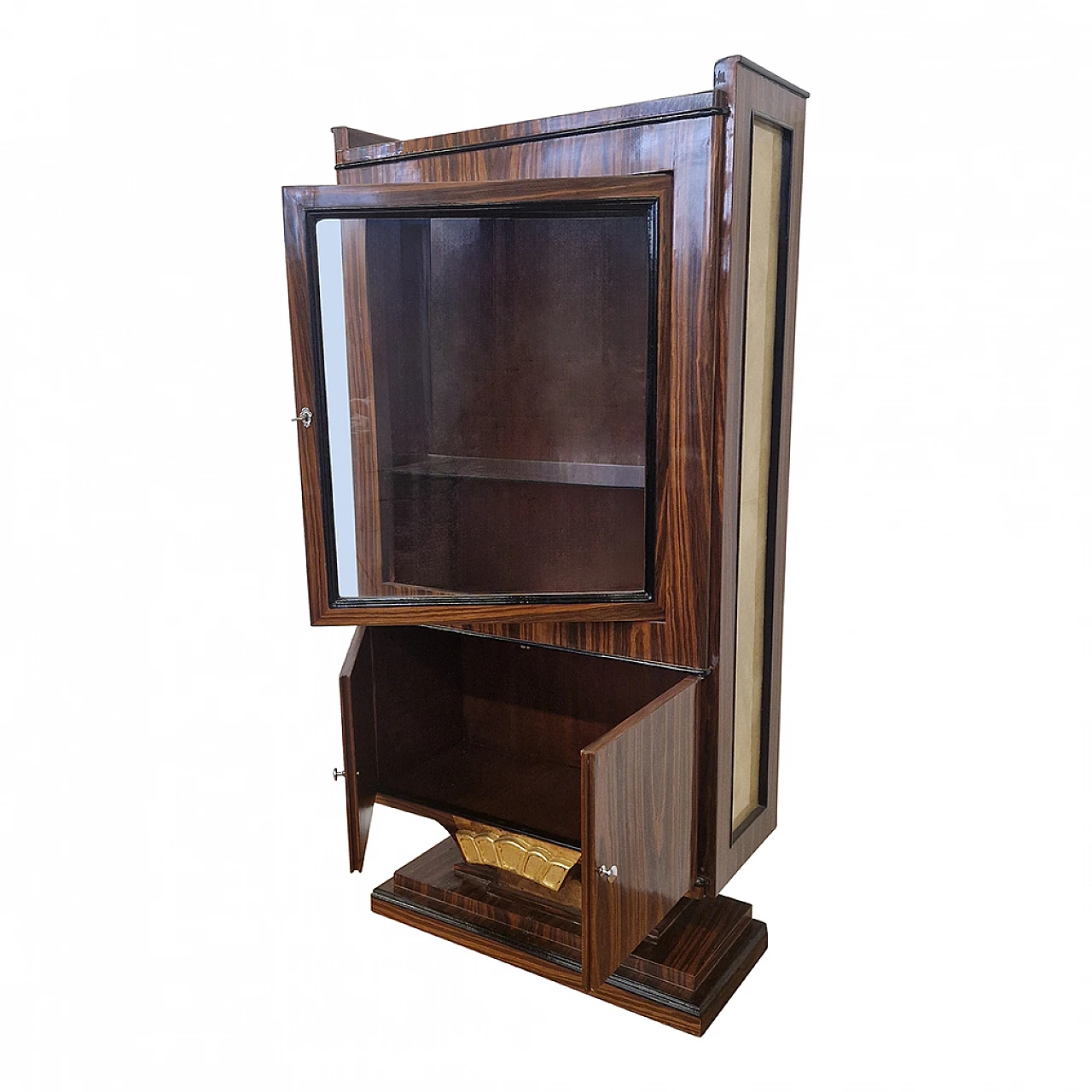 Art Deco style rosewood veneered wood display cabinet, 1980s 8