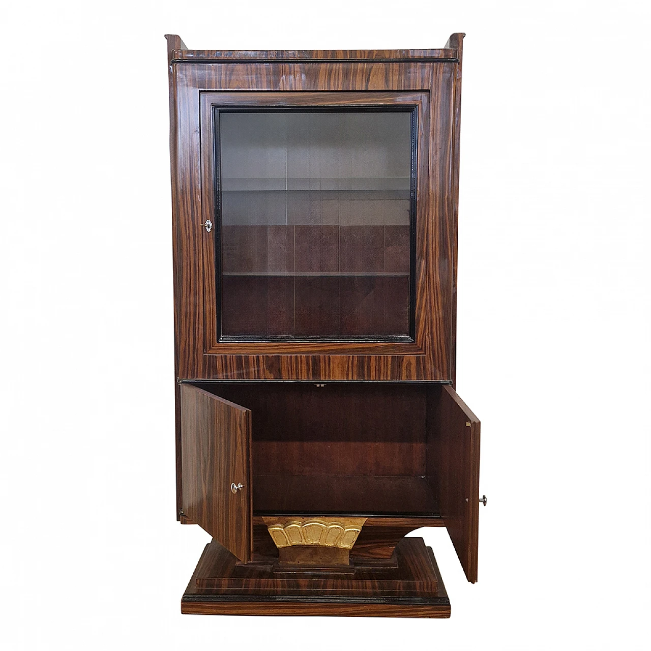 Art Deco style rosewood veneered wood display cabinet, 1980s 9