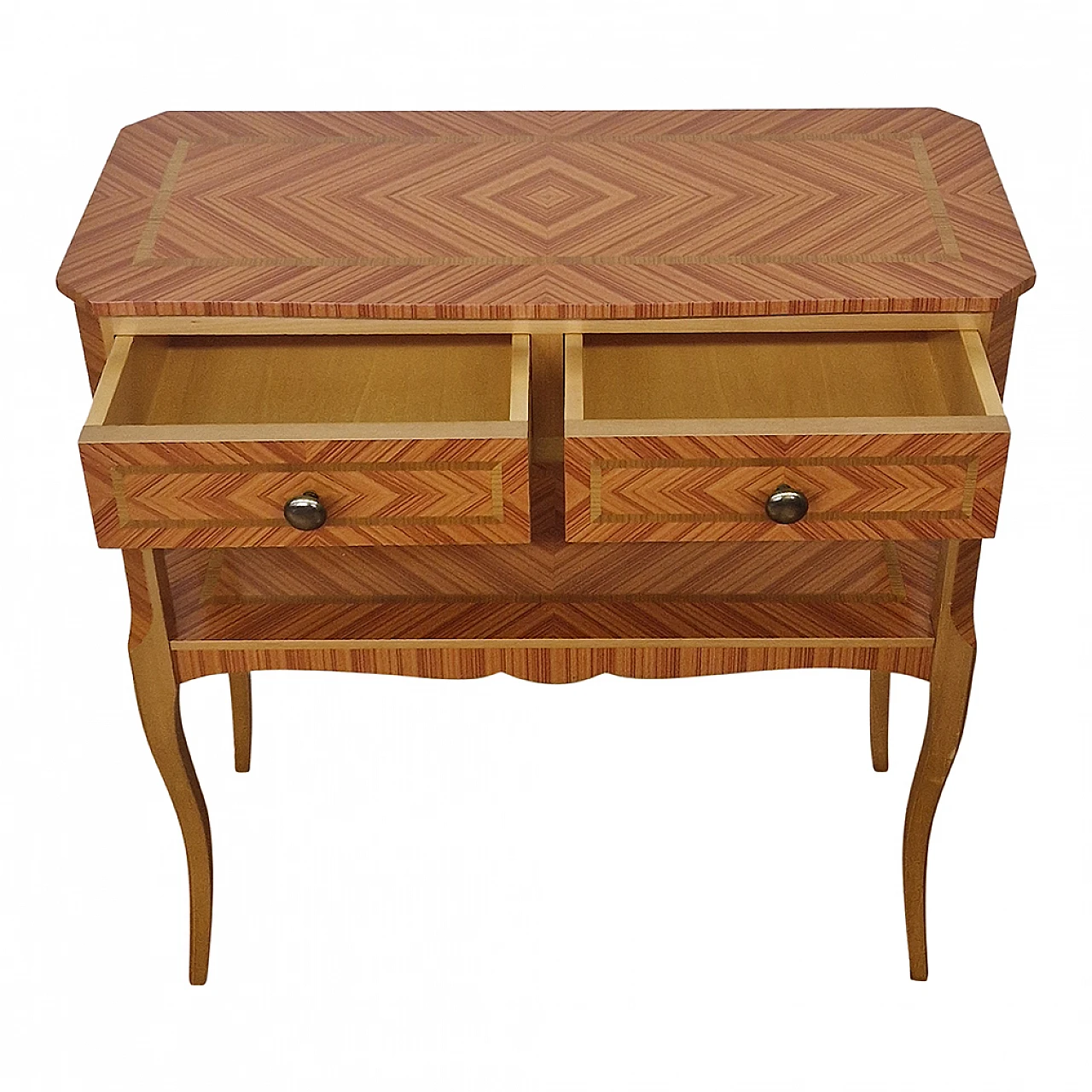 Inlaid wood console with drawers, 1980s 7