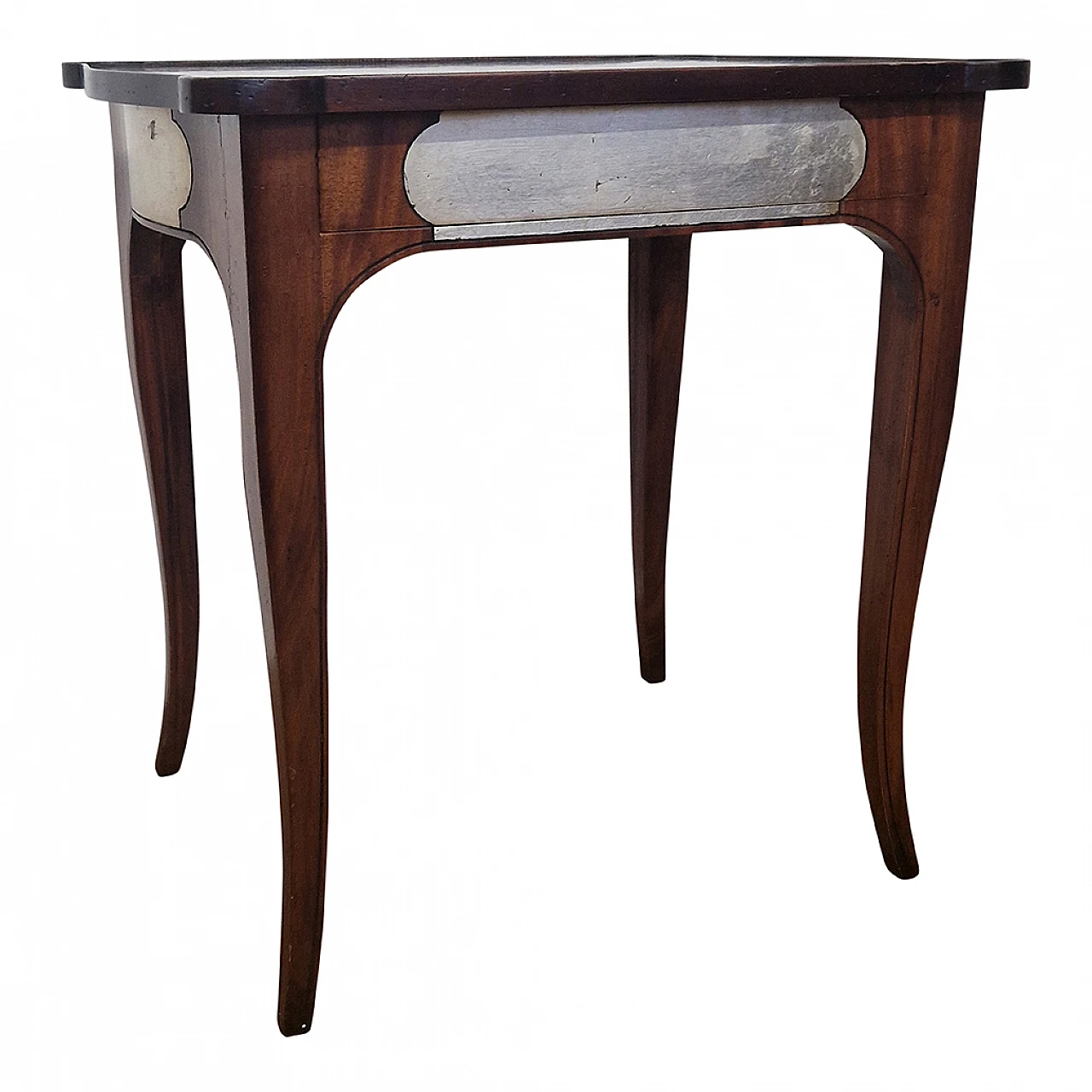 Wood side table with inlaid top, 1980s 3