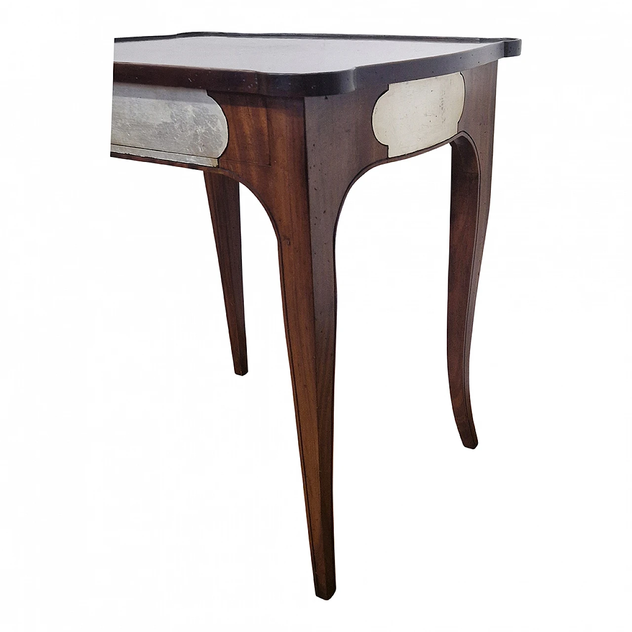 Wood side table with inlaid top, 1980s 5