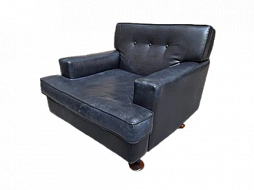 Regent black leather armchair by Marco Zanuso for Arflex, 1950s