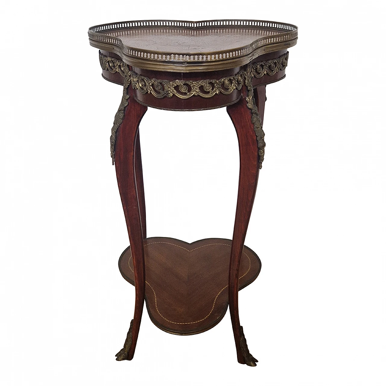 Guéridon tripod inlaid in Louis XV style, 1980s 2