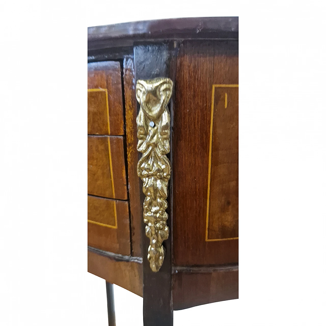 Half-moon walnut veneer console table, 1980s 10