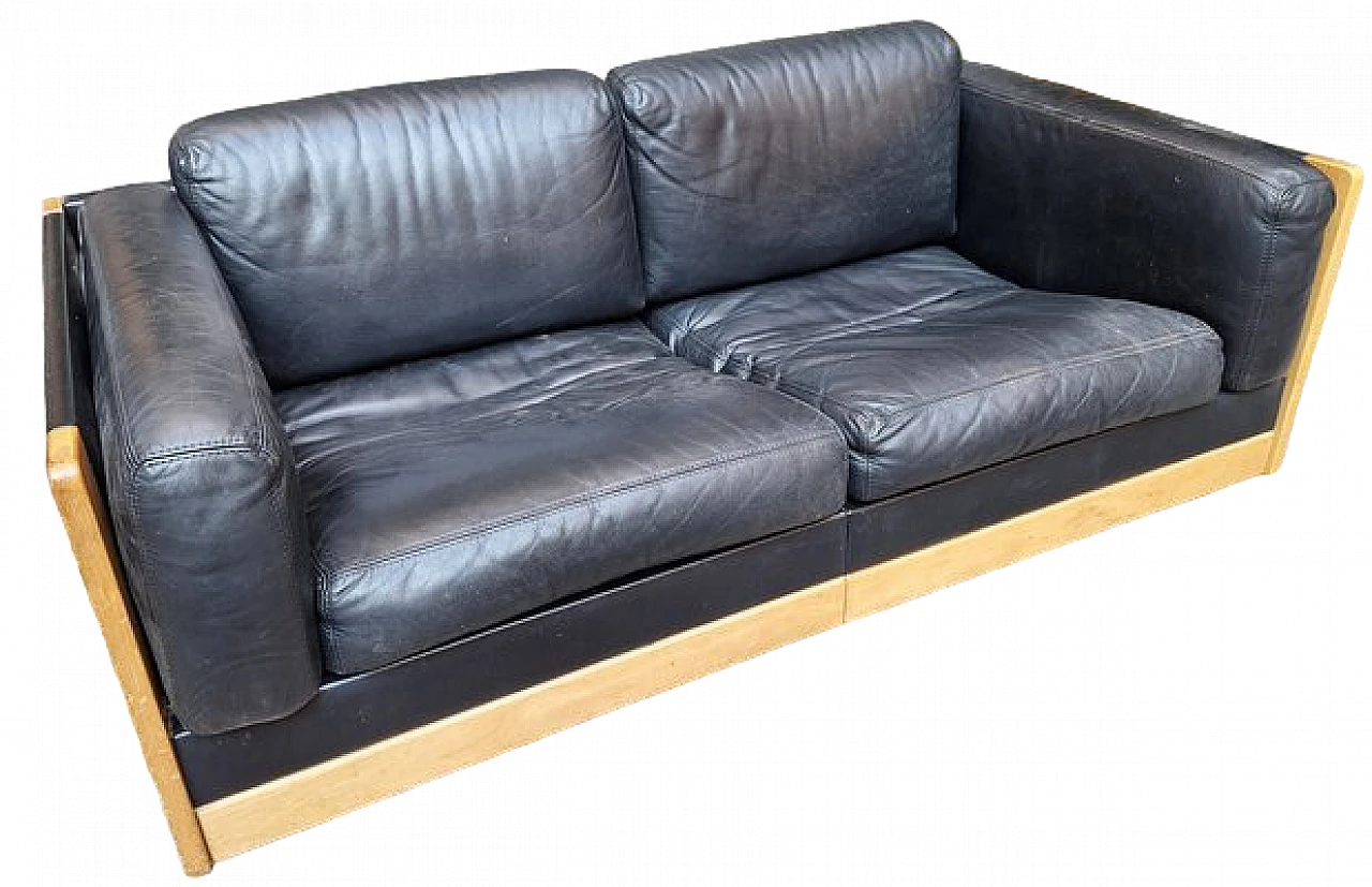 Black leather 920 sofa by Afra & Tobia Scarpa for Cassina, 1970s 7