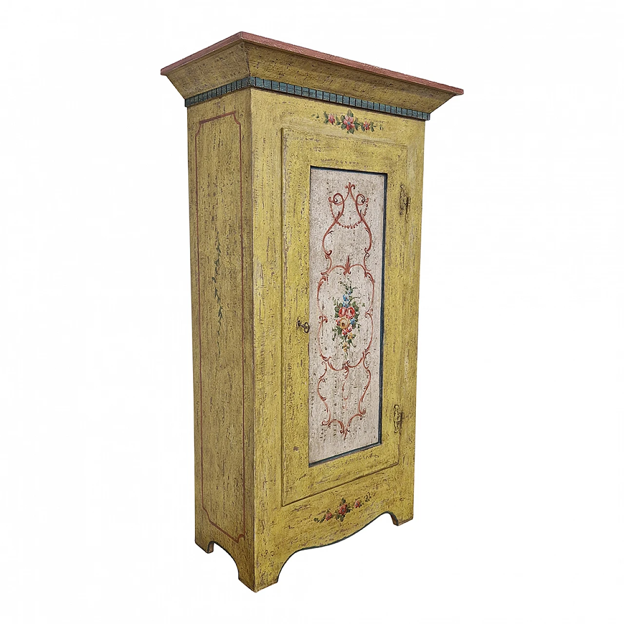 Yellow lacquered wooden pantry in Tyrolean style, 1980s 3