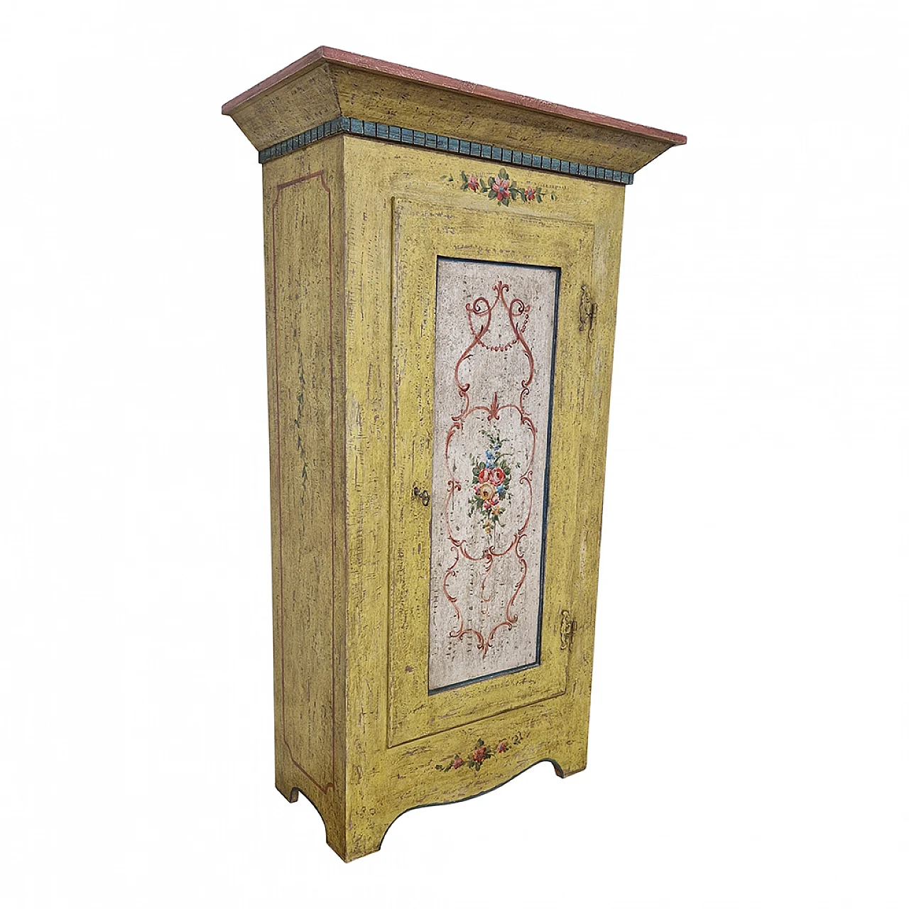 Yellow lacquered wooden pantry in Tyrolean style, 1980s 4