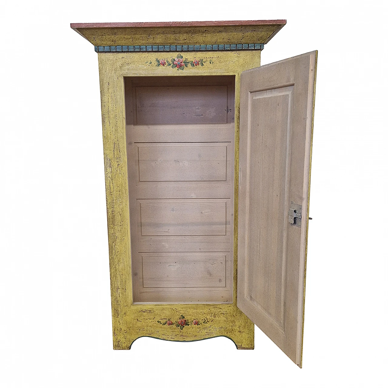 Yellow lacquered wooden pantry in Tyrolean style, 1980s 6