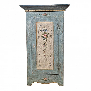 Tyrolean-style blue lacquered cupboard, 1980s